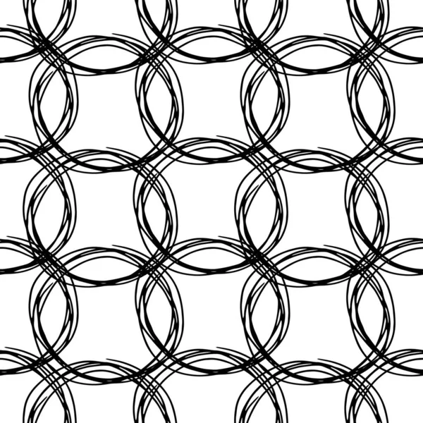 Cirklar Sömlöst Mönster Handritad Klotter Svart Och Vitt Vektor Illustration — Stock vektor