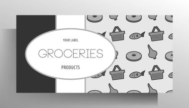 Market için pankart tasarımı şablonu. Mesajınız için yemek kalıpları. Vektör 10 EPS.