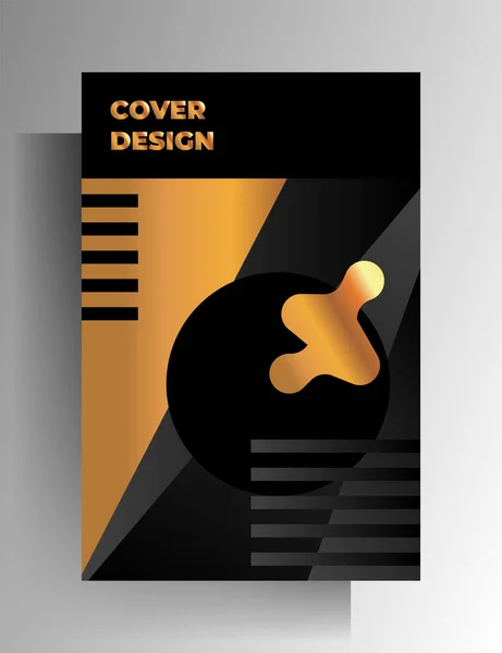 Cover Template Design Book Magazine Booklet Catalog Poster Gold Geometric — Stock Vector