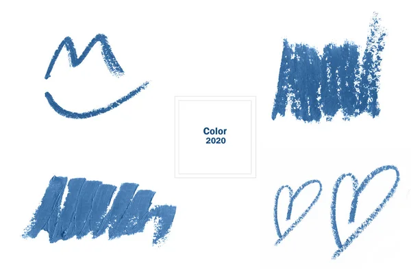 Conjunto de delicados trazos de textura azul tonificado azul aislado en blanco . —  Fotos de Stock