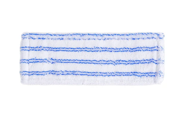 Λευκή και μπλε ριγέ σφουγγαρίστρα ινών για τον καθαρισμό δαπέδων που απομονώνονται σε λευκό φόντο. — Φωτογραφία Αρχείου