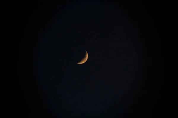 Demi Lune Sur Nuit Noire Sombre — Photo