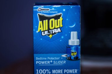 Delhi, Hindistan - 20 Nisan-2020: İyi geceler camqueto öldürme makinesi veya sıvısı sivrisinekleri taşıyan dang ve sıtmayı öldürmek için özel olarak formüle edilmiştir.