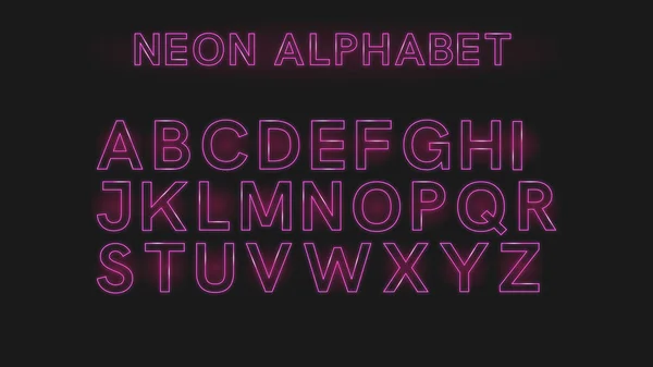 Lila Neon Stil Alphabet — Stockvektor