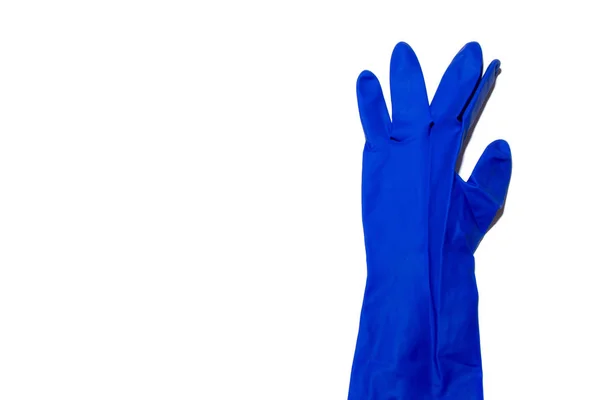 Gants en caoutchouc bleu sur fond blanc — Photo