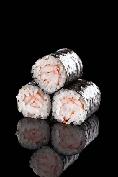 Sushi Czarnym Tle — Zdjęcie stockowe