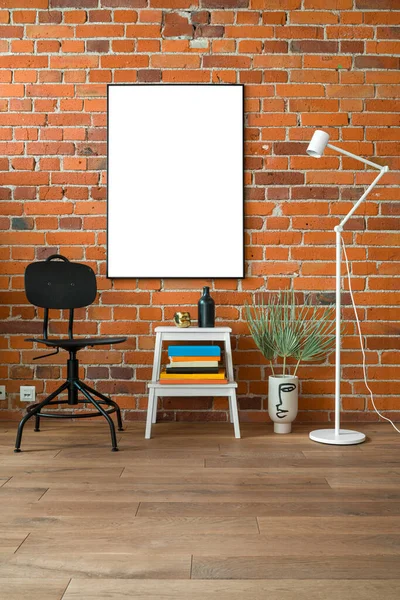 mock up poster or canvas, real loft interior photograph
