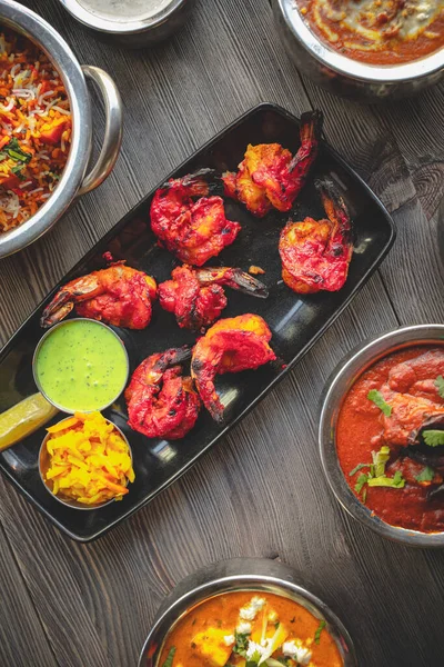 Tandoori Shrimp Baked Oven Traditional Indian Dish — Stock Photo, Image