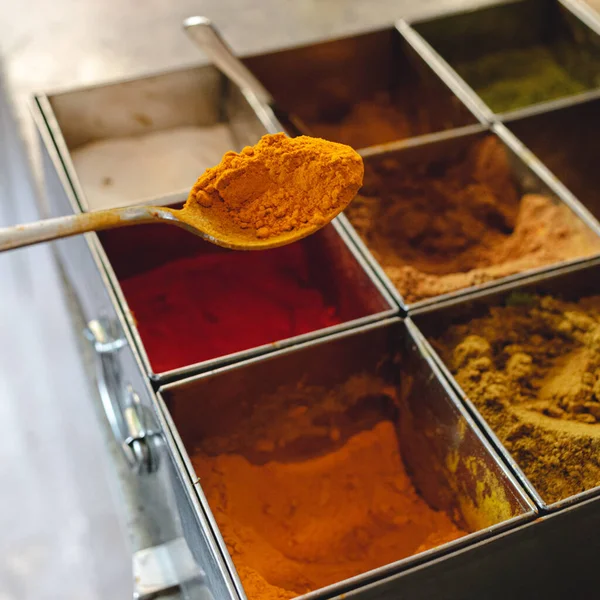 spices of Indian cuisine in a restaurant