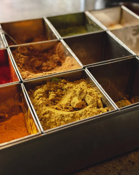 spices of Indian cuisine in a restaurant