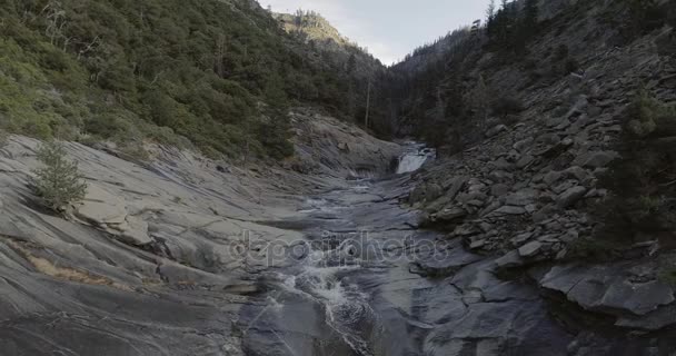 Cathedral Rocks. Flight over the Waterfall. Sequoia National Park. Drone. 4K. Nov 2017 — Stock Video