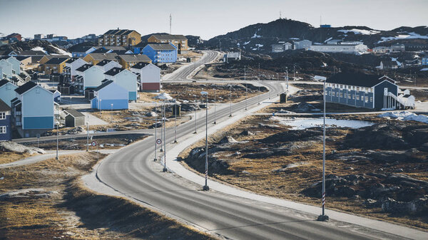 Nuuk, Greenland. Colorful houses. May 2014 Stock Photo