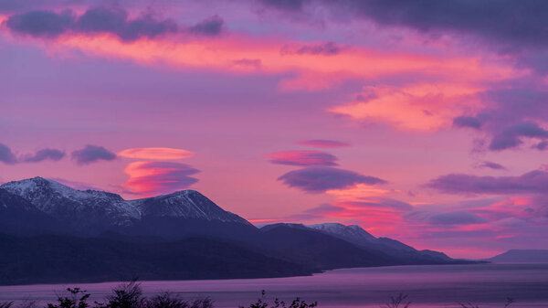 Beagle Channel. Ushuaia. Sunrise. Sunrise. Argentina. Jul 2014 Royalty Free Stock Images