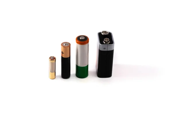Чотири Різні Батареї Вертикально Ізольовані — стокове фото