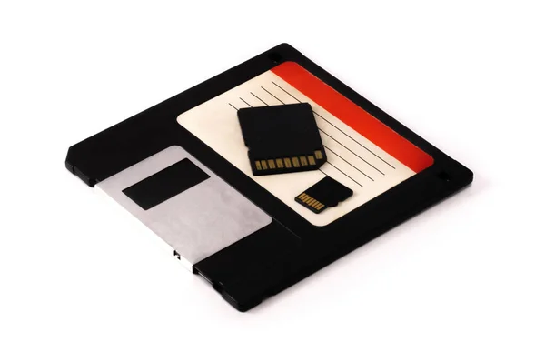 evolution of electronic media isolated Floppy disk FDD SD microsd