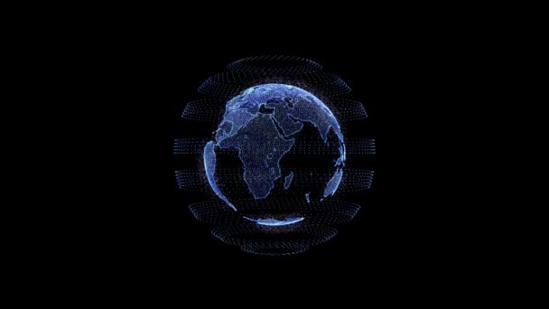 Animatie draaiing van de aarde op een zwarte achtergrond — Stockvideo