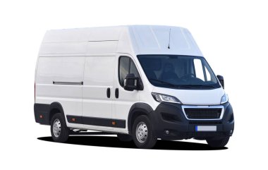 Beyaz ticari araç beyaz arkaplanda izole edildi 