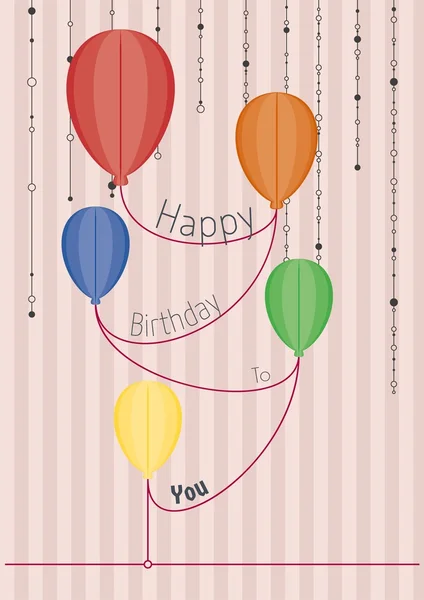 Cartão de aniversário com balões de papel dobrado abstrato — Vetor de Stock