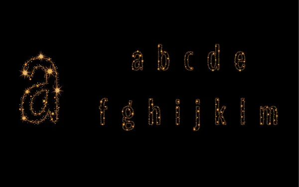 Alphabet letters from glittering gold stars — Stock Vector