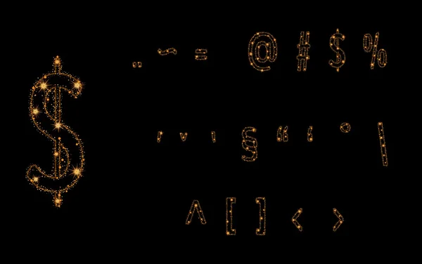 Litery alfabetu z błyszczących złotych gwiazd — Wektor stockowy