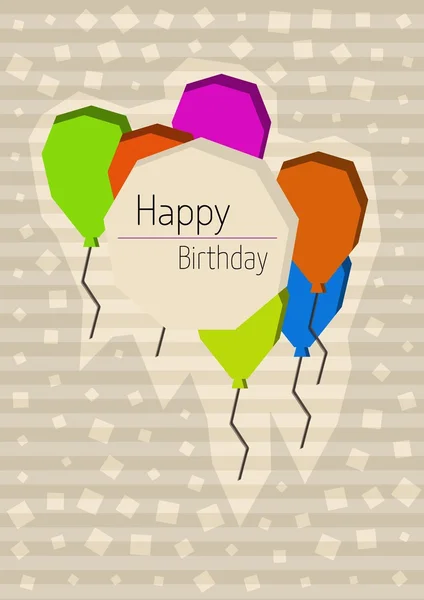 Cartaz de aniversário com balões encurralados — Vetor de Stock