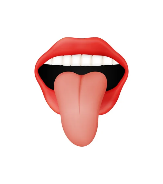 Відкритий рот з червоними губами і виступаючим язиком — стоковий вектор