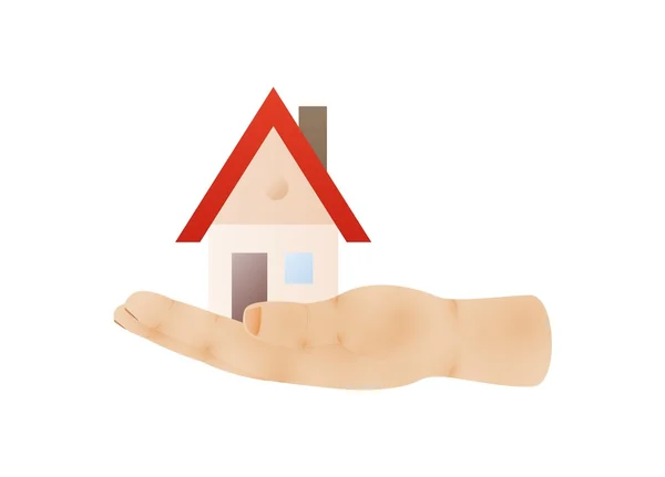 Hand viewed from side with house on palm — Stock Vector