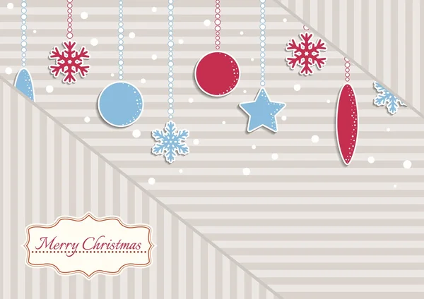 Рождественская иллюстрация с полосками и снежинками — стоковый вектор