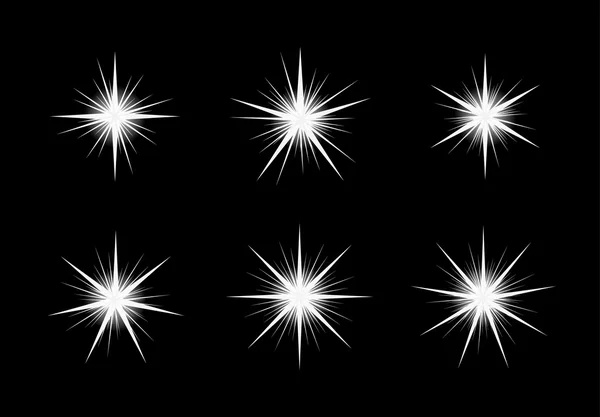 White shinning stars on black backgound — Stockvector