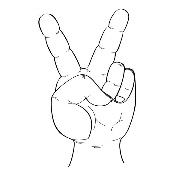 Mänsklig hand visar peace-tecken — Stock vektor