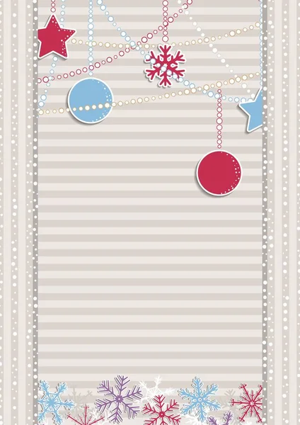Vánoční obrázek s pruhy a sněhové vločky — Stockový vektor