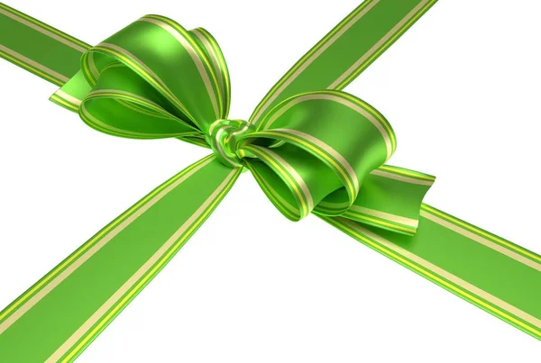 Green ribbon and bow — Stock Photo, Image