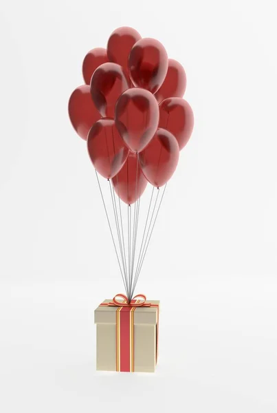Купа повітряних кульок і подарунок — стокове фото