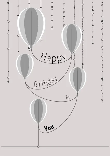Cartão de aniversário com balões de papel dobrado abstrato — Vetor de Stock