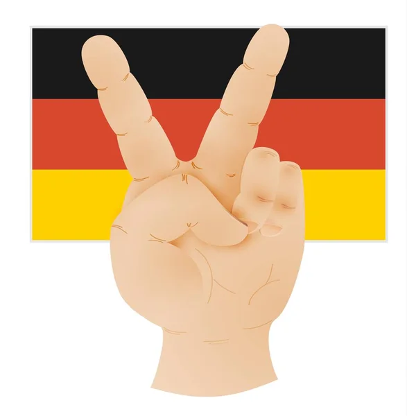 Barış işareti ve Almanya bayrağı gösteren el — Stok Vektör