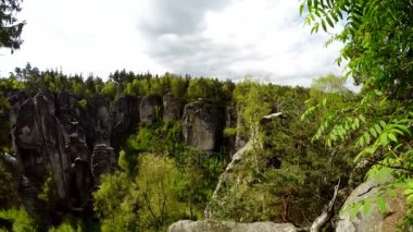 Uyanık gözlem noktası Prachovske skaly (Prachov kayaların üzerinden).