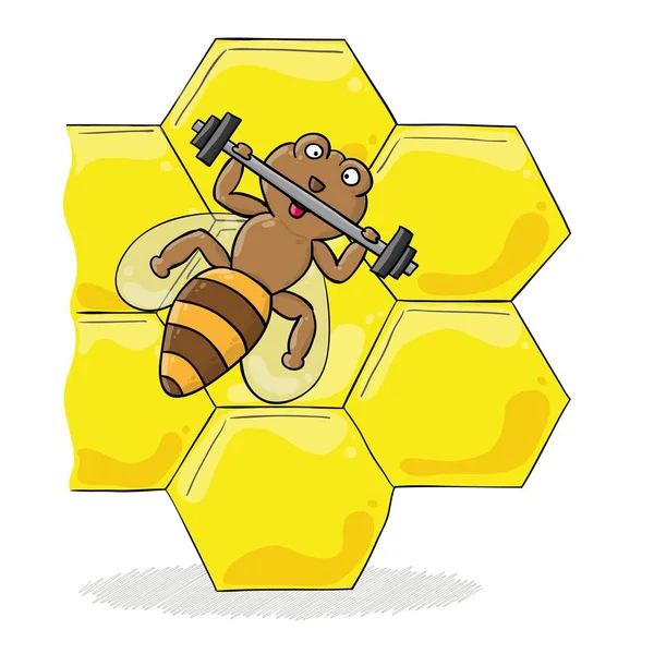 Biene mit Hantel — Stockvektor