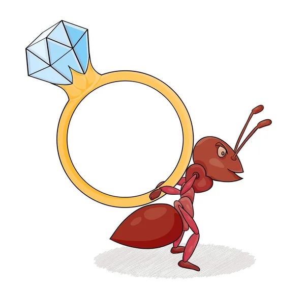 Ant with big ring — Stock Vector