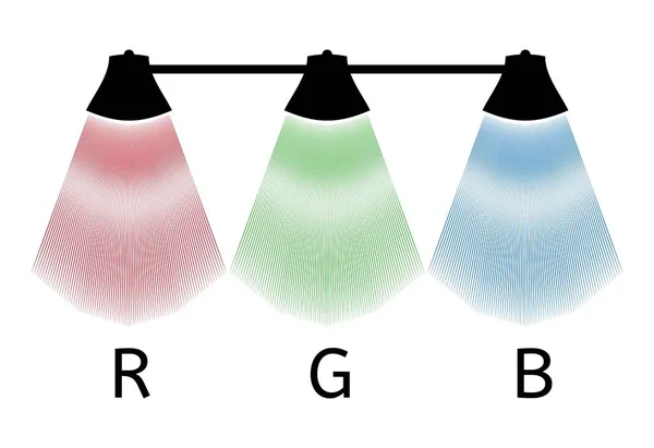 Silhouette della lampada con luce rossa, verde, blu — Vettoriale Stock