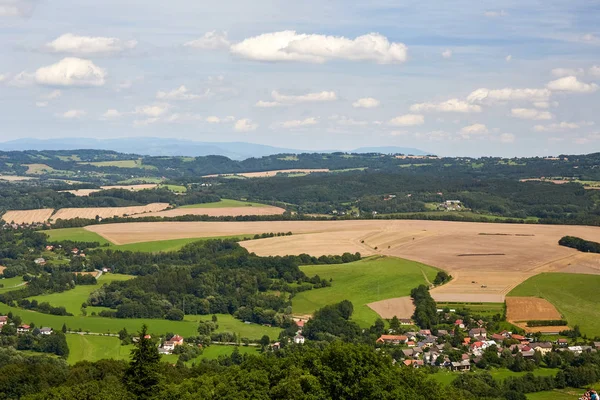 Vista Del Paisaje Desde Ruina Del Castillo Gótico Medieval Trosky — Foto de Stock