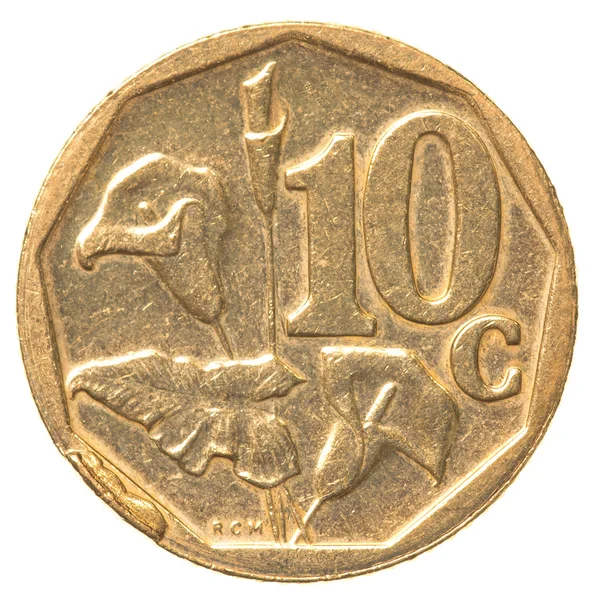 Ten south african cents coin