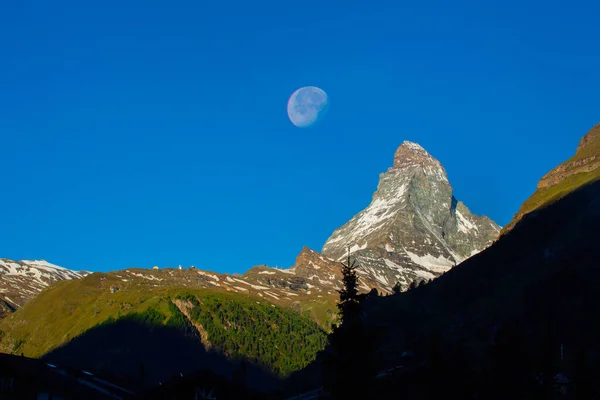 Vrchol Matterhornu Švýcarsku Vesnice Zermatt — Stock fotografie