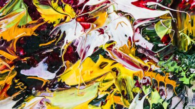 Tuval üzerine renkli yağlı boya. Soyut sanat geçmişi. Modern sanat eserinin bir parçası. Fırça darbeleri.