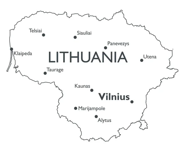 Vector χάρτη της Λιθουανίας — Διανυσματικό Αρχείο