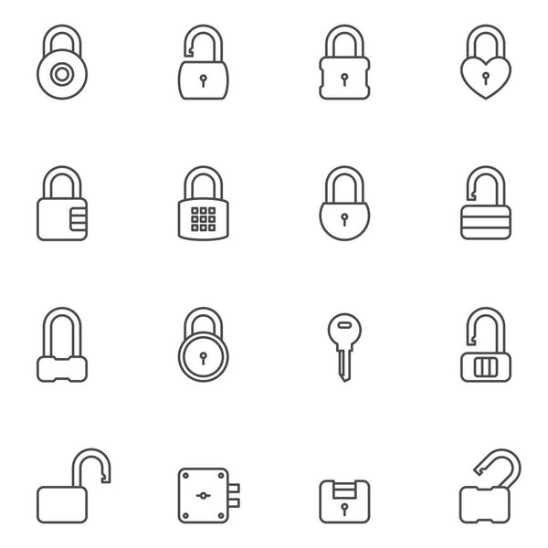 Padlock line icons