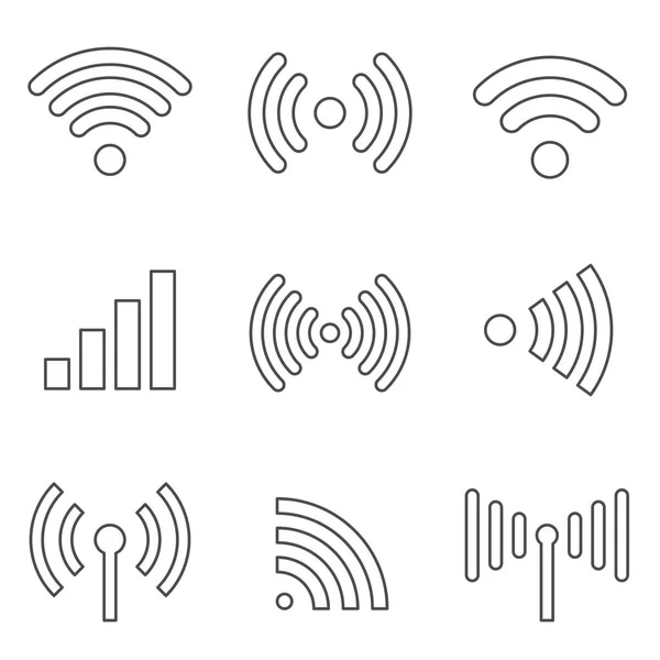 Icônes de ligne ondes radio — Image vectorielle