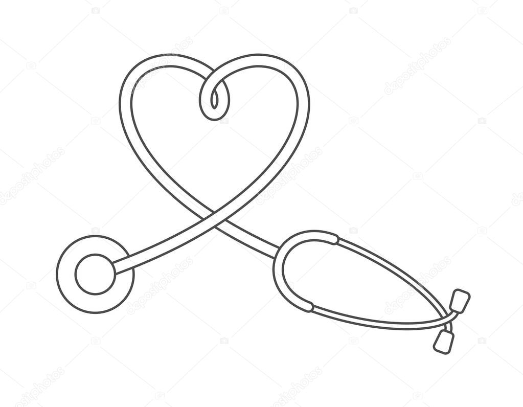 Stethoscope line icon in heart shape
