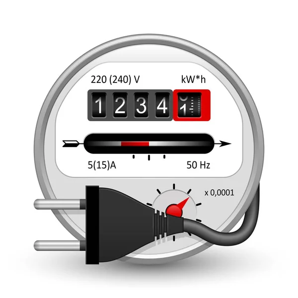 Electricity Meter Vector Public Utility Icon White — Stock Vector