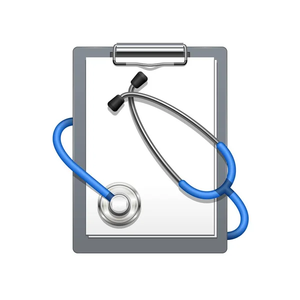 Medical Clipboard Stethoscope Vector Blank Icon Isolated White — Stock Vector