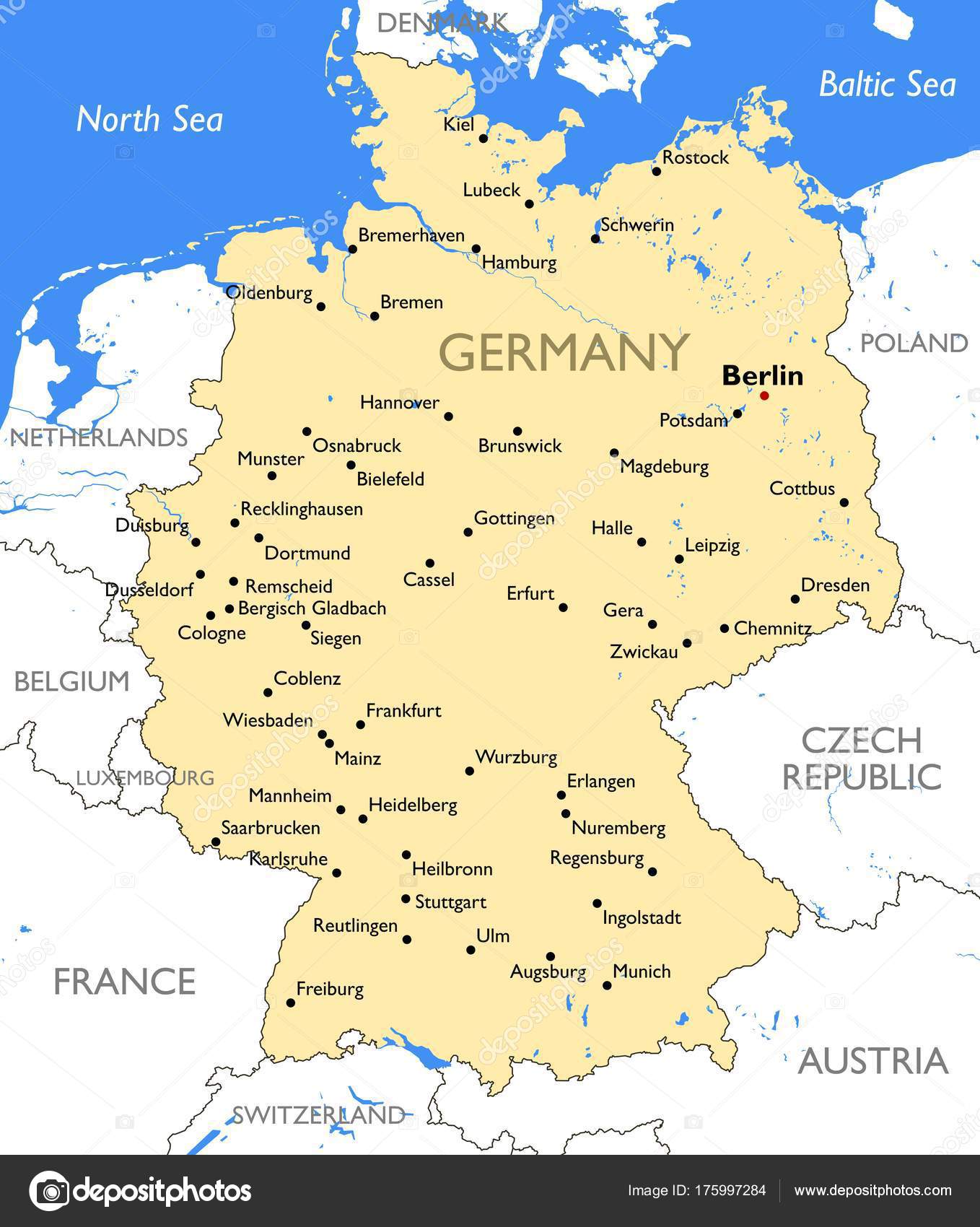 Duitsland Kaart Vector Gedetailleerde Kleur Duitsland ...